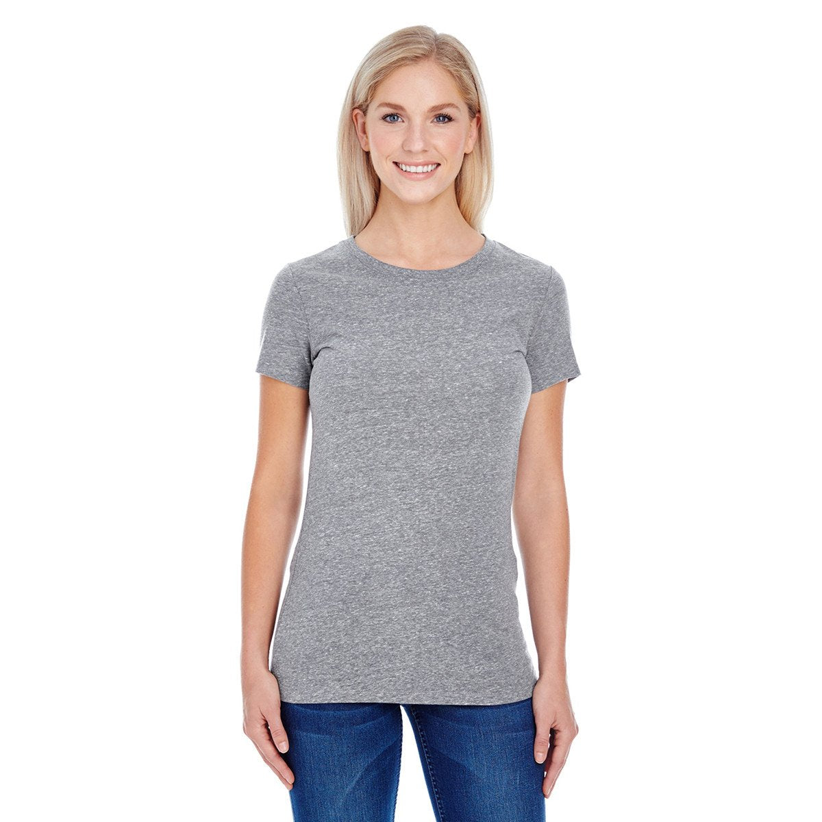 Threadfast Women's Stylish Grey Triblend Short-Sleeve T-Shirt - A Summer Must-Have!
