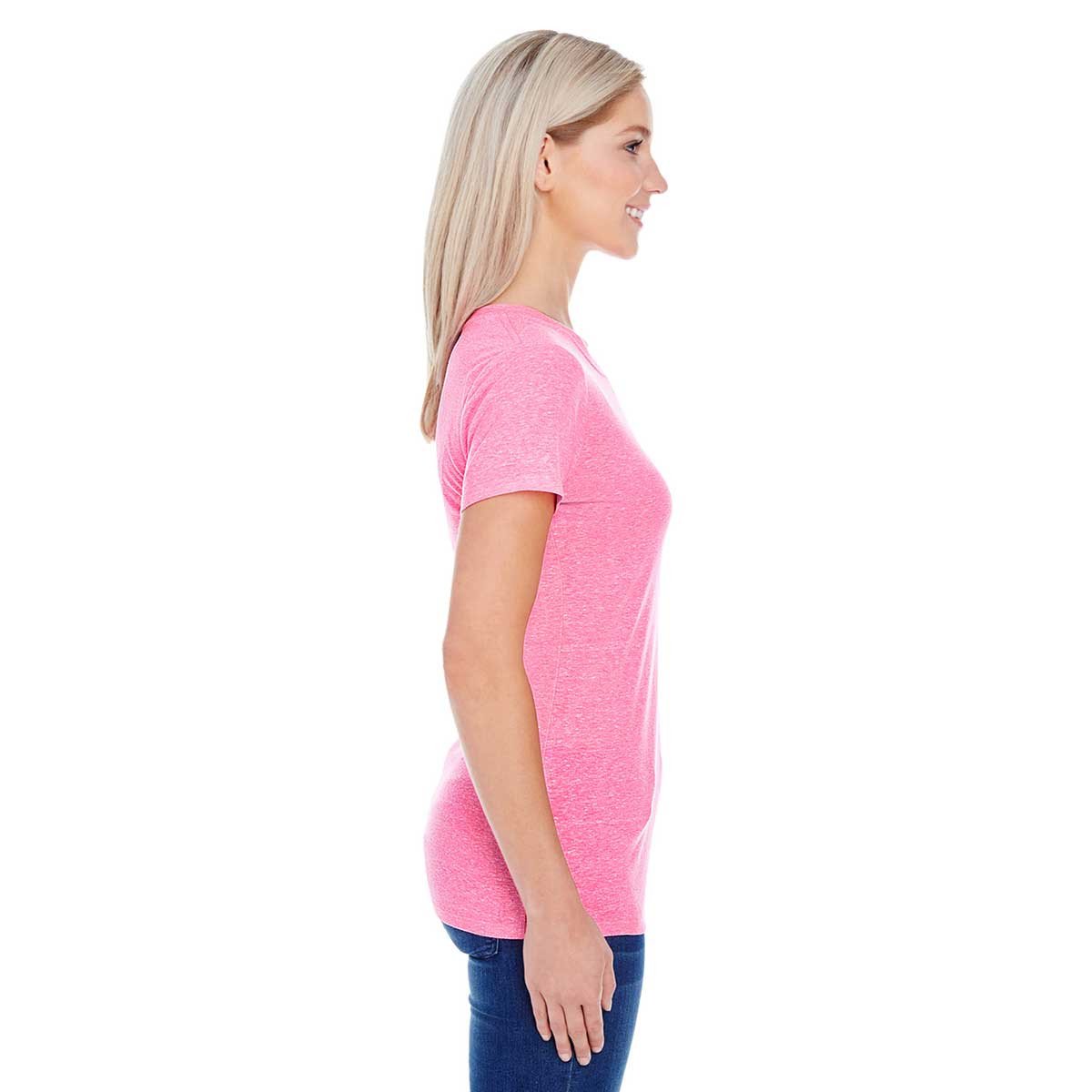Threadfast Women's Stunning Neon Pink Triblend Short-Sleeve T-Shirt - Must-Have for Summer!