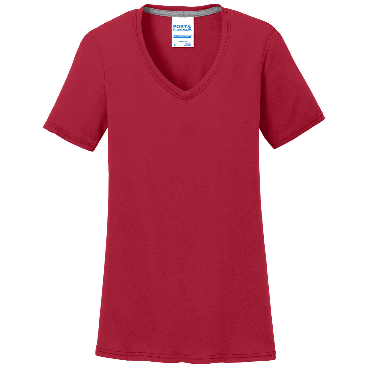 Port & Company Women's Stunning Red Performance Blend V-Neck Tee - A Must-Have!