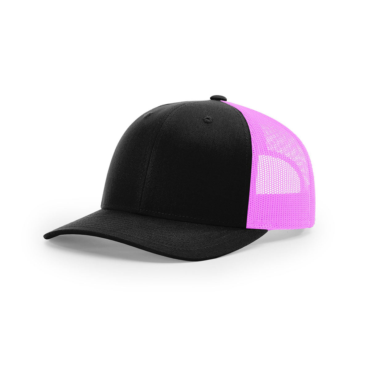 Richardson Stylish Black/Neon Pink Mesh Back Split Low Pro Trucker Hat