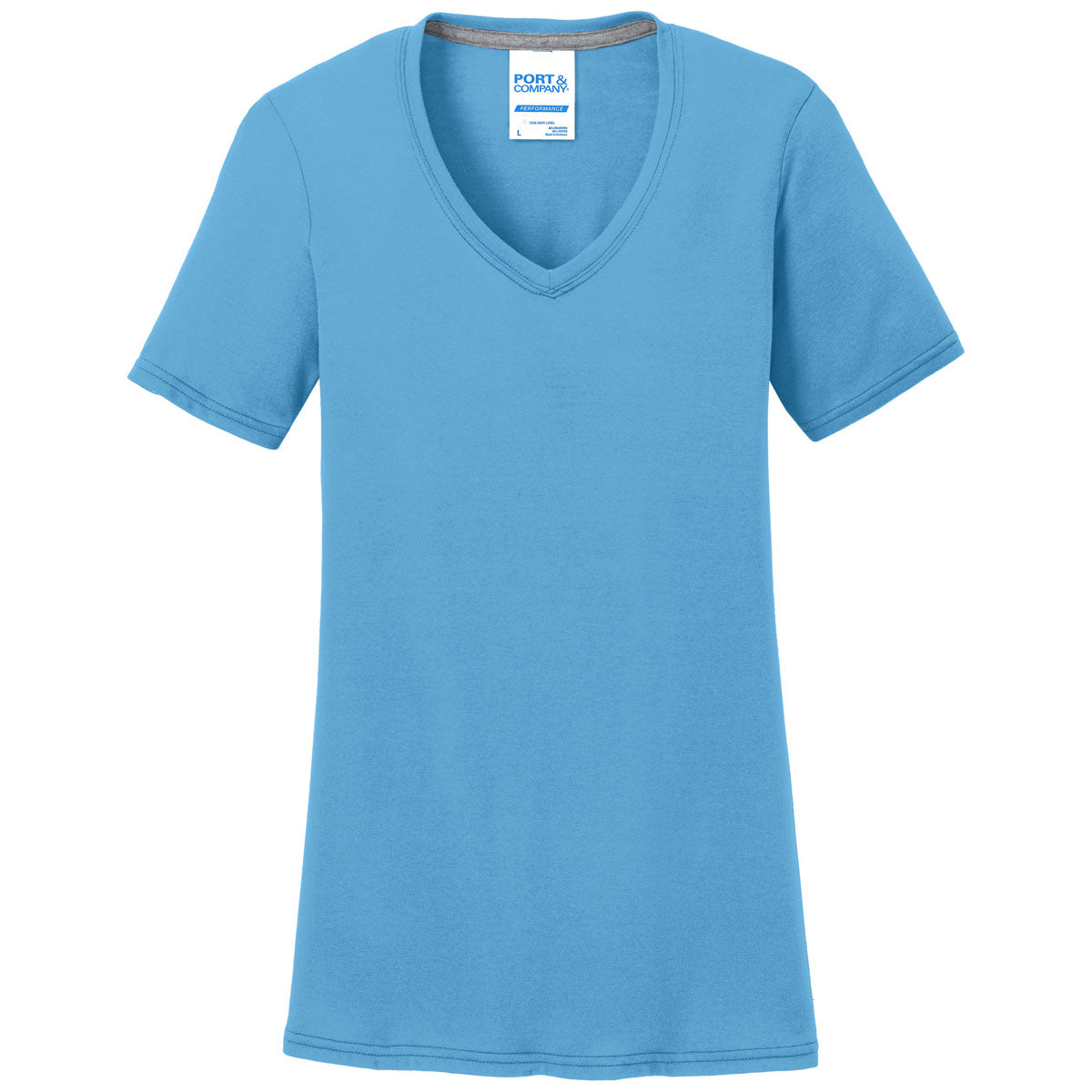 Port & Company Women's Stunning Aquatic Blue Performance Blend V-Neck Tee - A Must-Have!