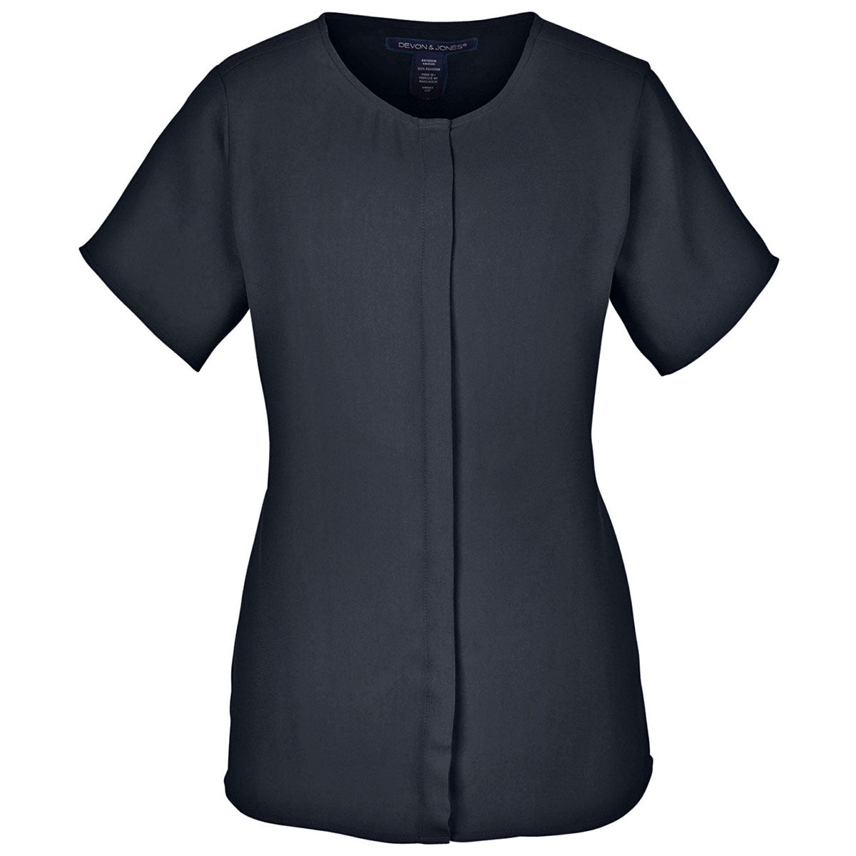 Devon & Jones Women's Stunning Black Perfect Fit Short-Sleeve Crepe Blouse
