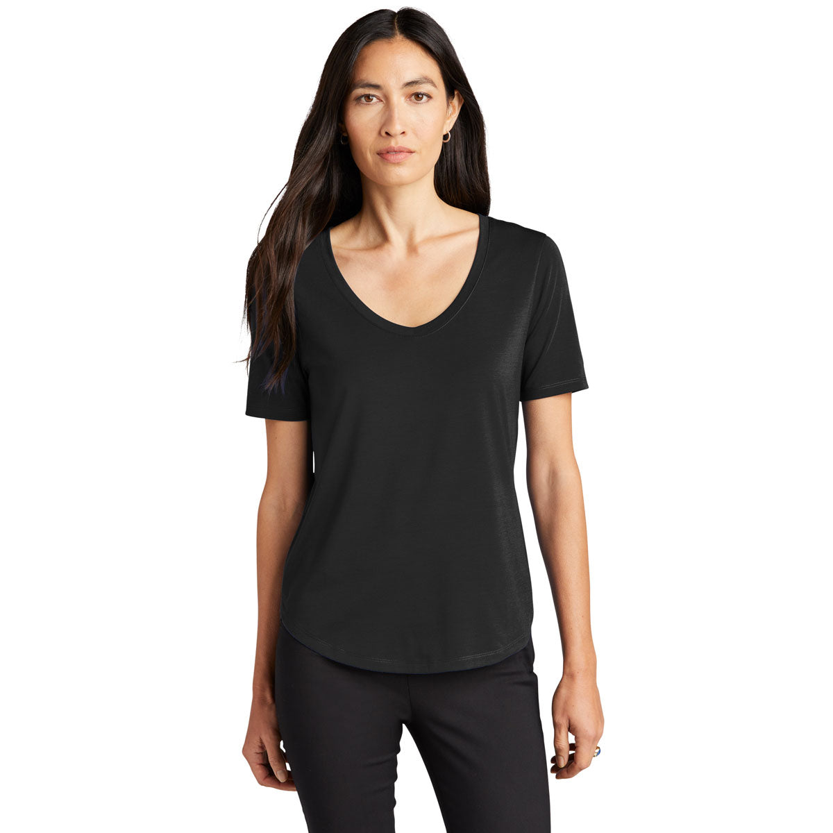 Mercer+Mettle Women's Stunning Deep Black Stretch Relaxed Scoop Tee