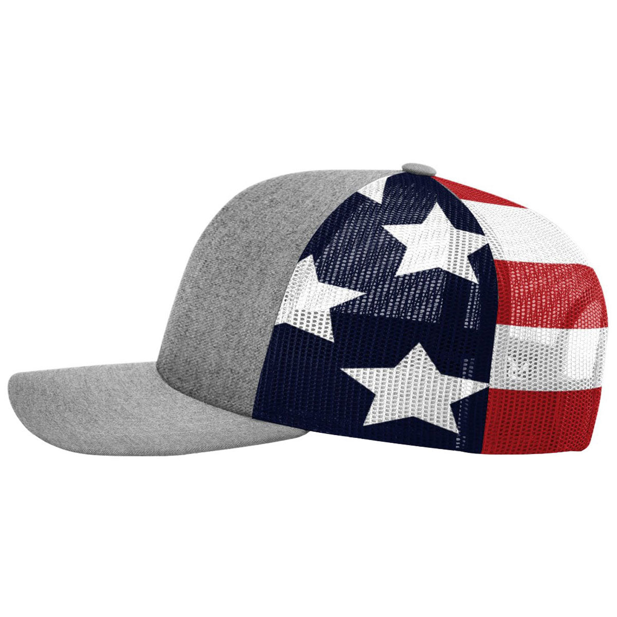 Richardson Heather Grey/Stars & Stripes Printed Mesh Trucker Hat - Your Customizable Outdoor Essential