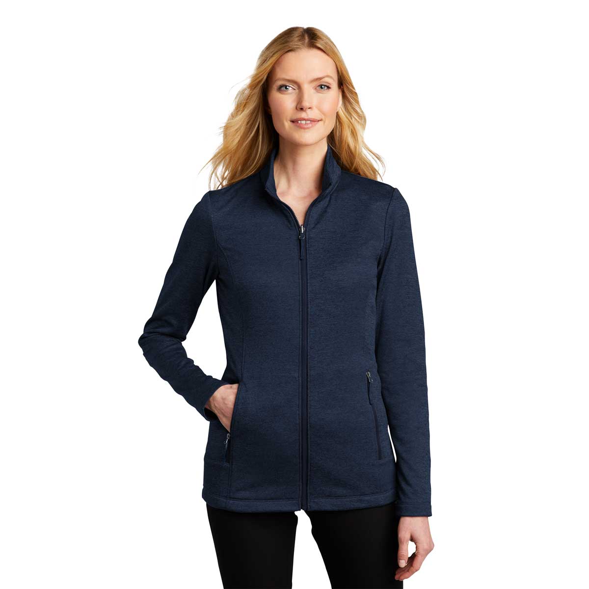 Port Authority Women's Trendy River Blue Navy Heather Fleece Jacket