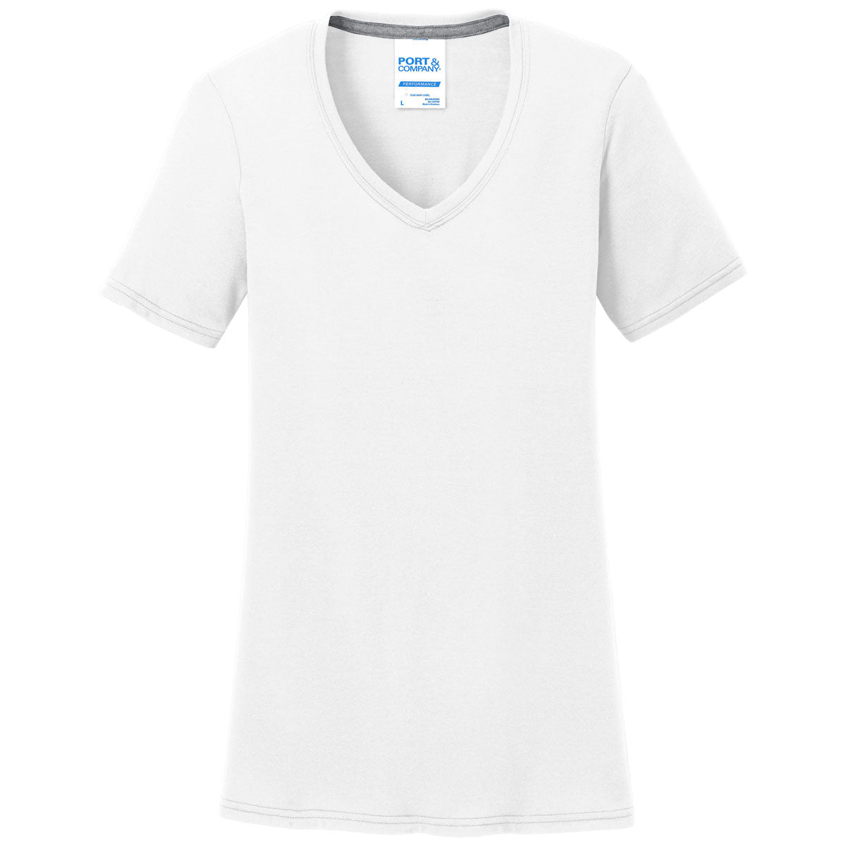 Port & Company Women's Stunning White Performance Blend V-Neck Tee