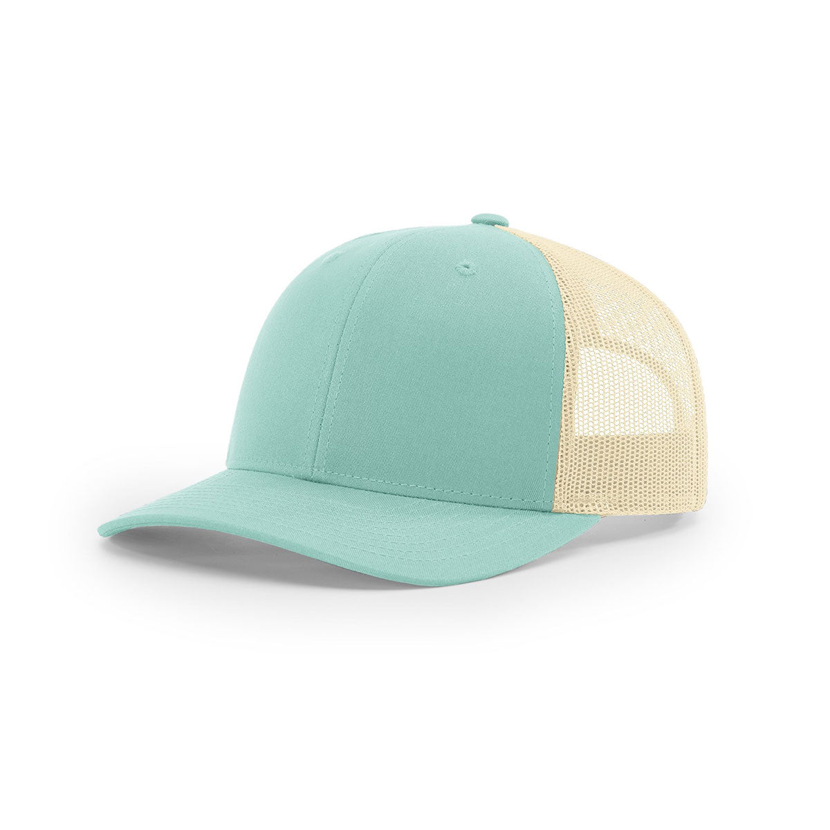 Richardson Aruba Blue/Birch Mesh Back Split Low Pro Trucker Hat - Brand Your Style!