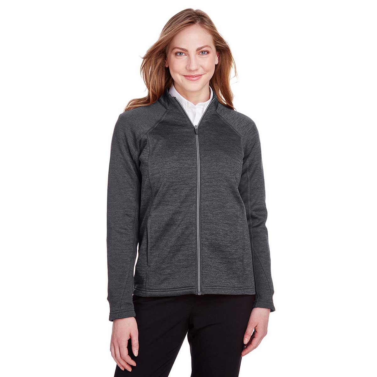 North End Women's Stylish Black Heather/Carbon Flux 2.0 Full-Zip Jacket