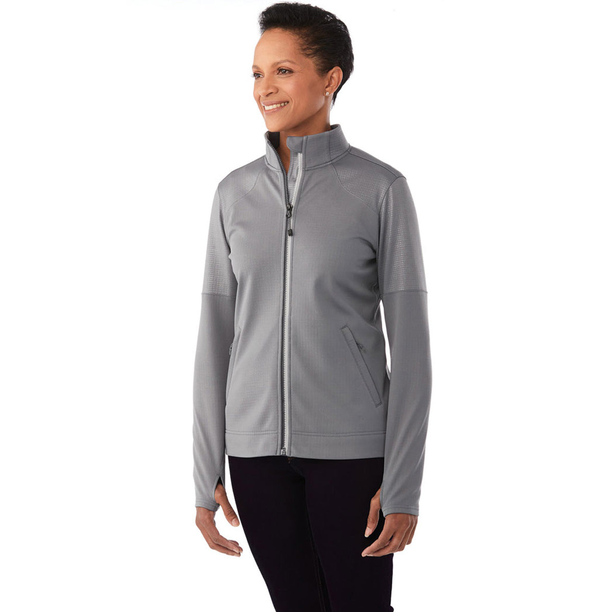 Elevate Women's Stunning Steel Grey Senger Knit Jacket