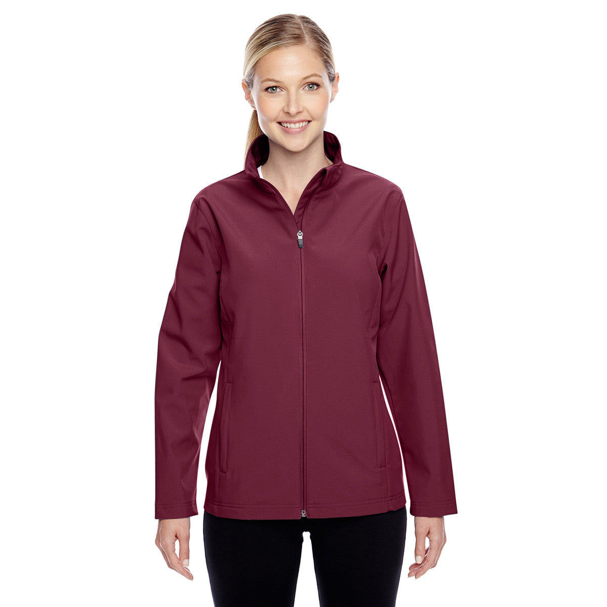 Team 365 Women's Maroon Sporty Leader Soft Shell Jacket - A Fashion and Function Powerhouse!