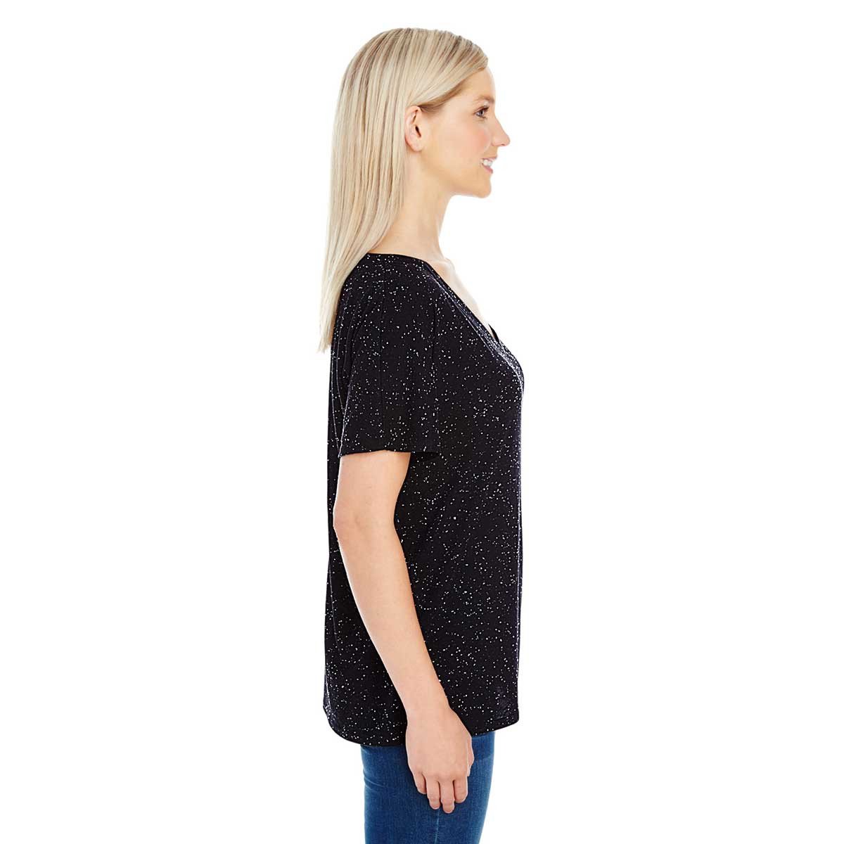 Threadfast Women's Black Fleck Triblend Short-Sleeve V-Neck T-Shirt: A Stylish Essential