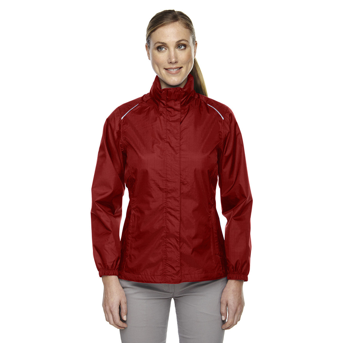Core 365 Women's Stunning Red Climate-Ready Seam-Sealed Lightweight Variegated Ripstop Jacket