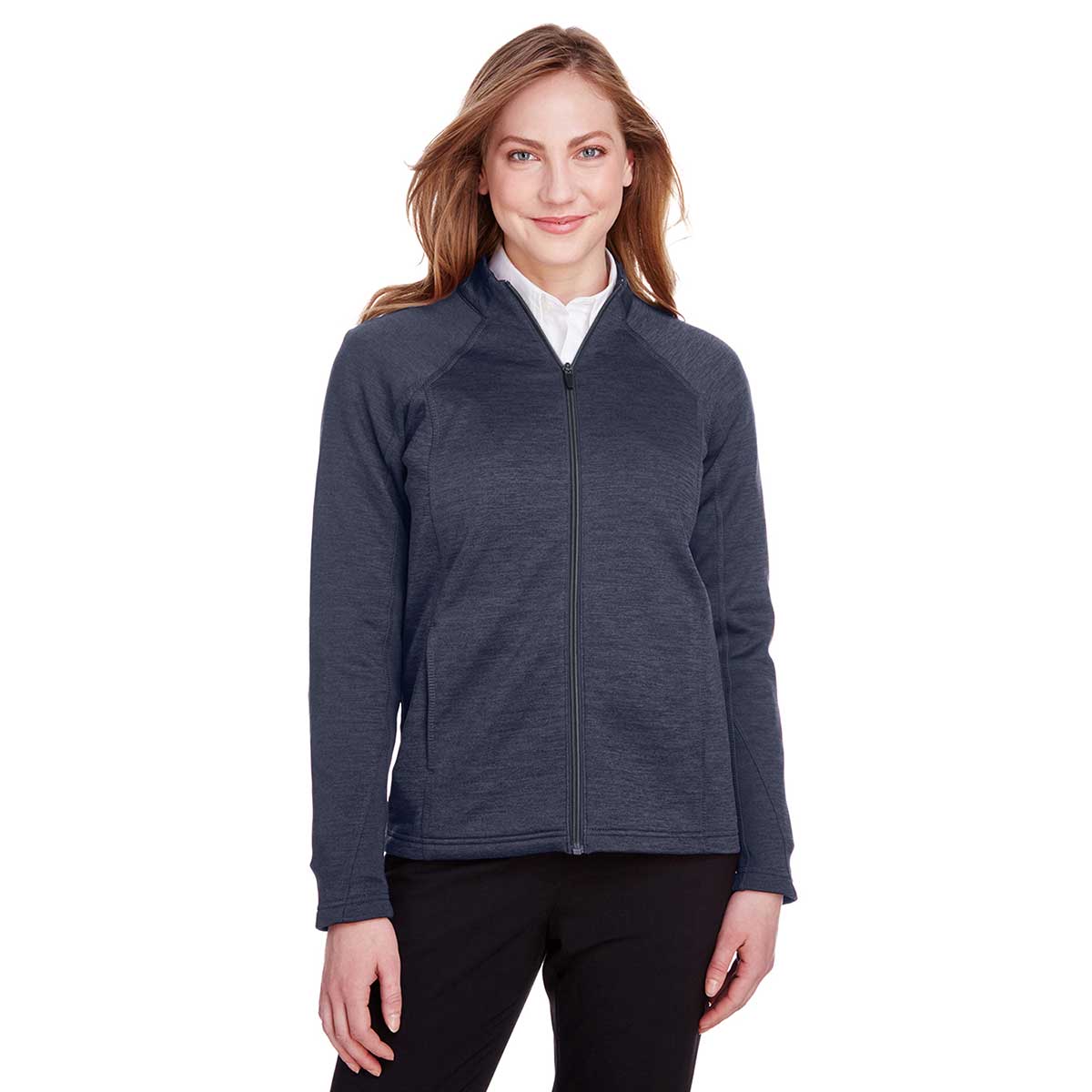 North End Women's Stunning Navy Heather/Carbon Flux 2.0 Full-Zip Jacket