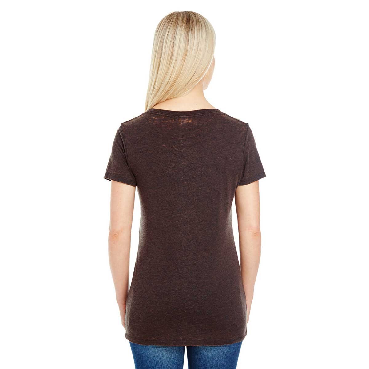 Threadfast Women's Unique Flame Cross Dye V-Neck Short-Sleeve T-Shirt