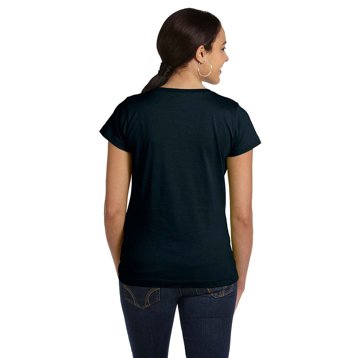 LAT Women's Elegant Black Fine Jersey T-Shirt - Ideal for Branding