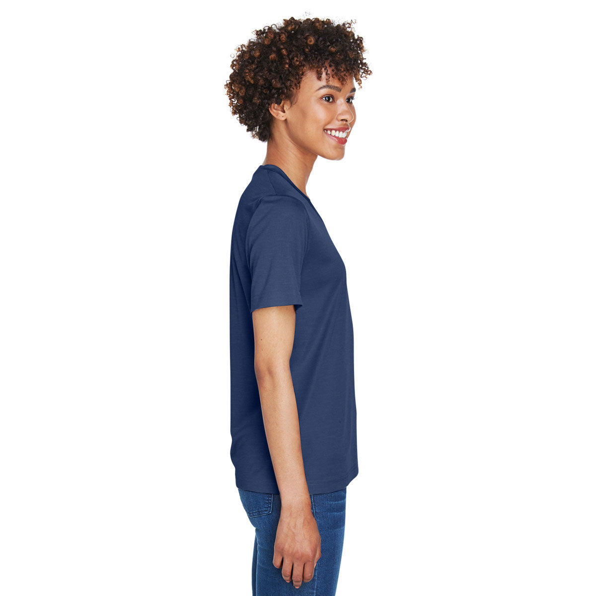 Team 365 Women's Performance T-Shirt in Dark Navy Heather Zone Sonic Heather