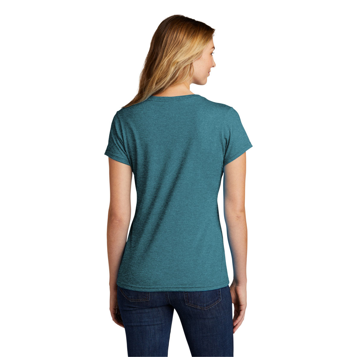Port & Company Women's Stunning Vivid Teal Heather Tri-Blend V-Neck Tee