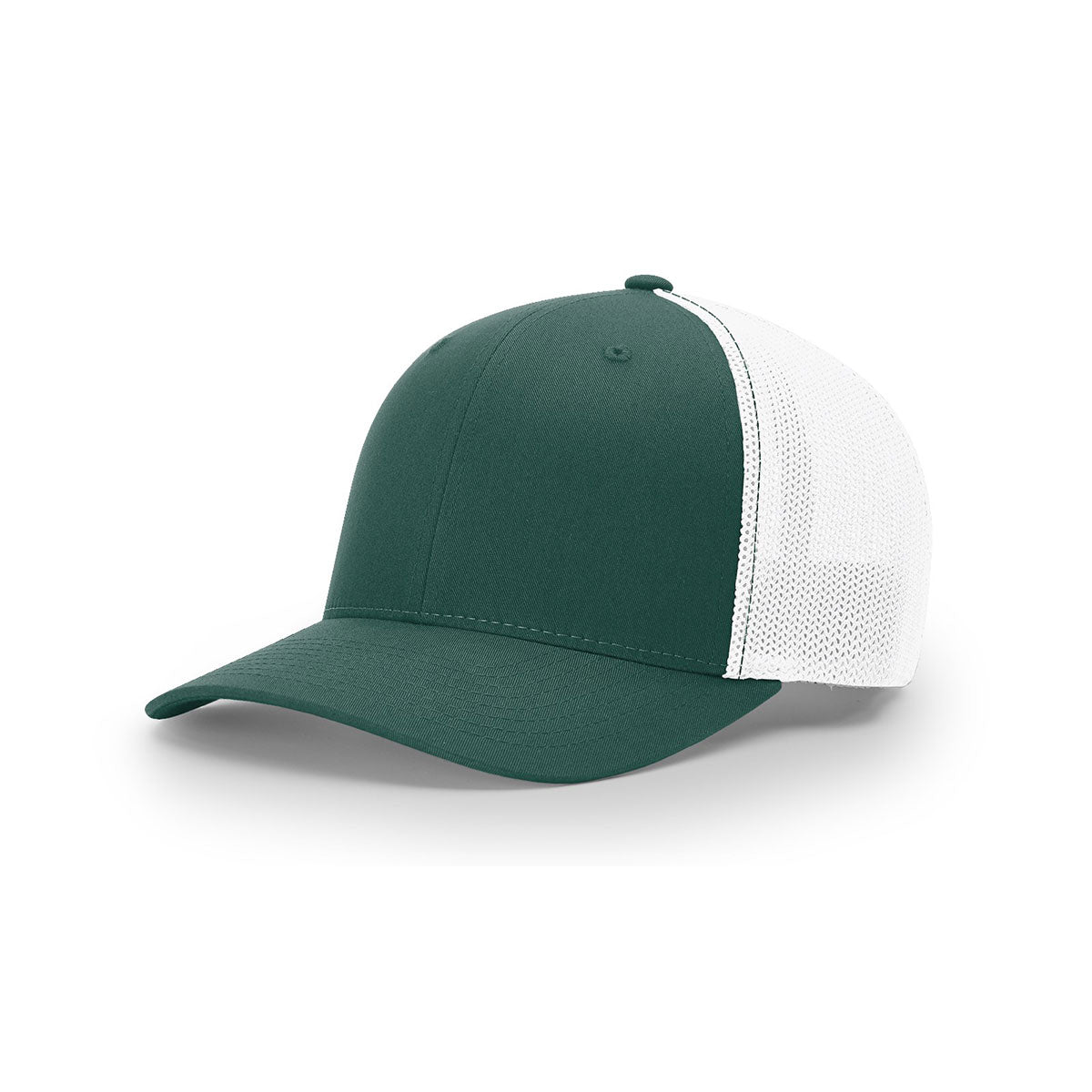 Richardson R-Flex Dark Green/White Mesh Back Split Trucker Hat - Promote Your Brand!