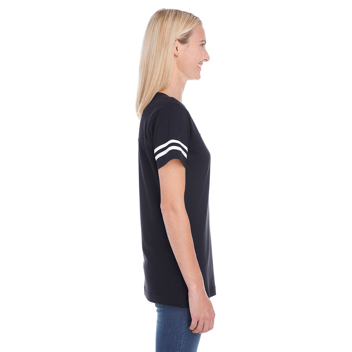 LAT Women's Stylish Black/White Football Jersey T-Shirt