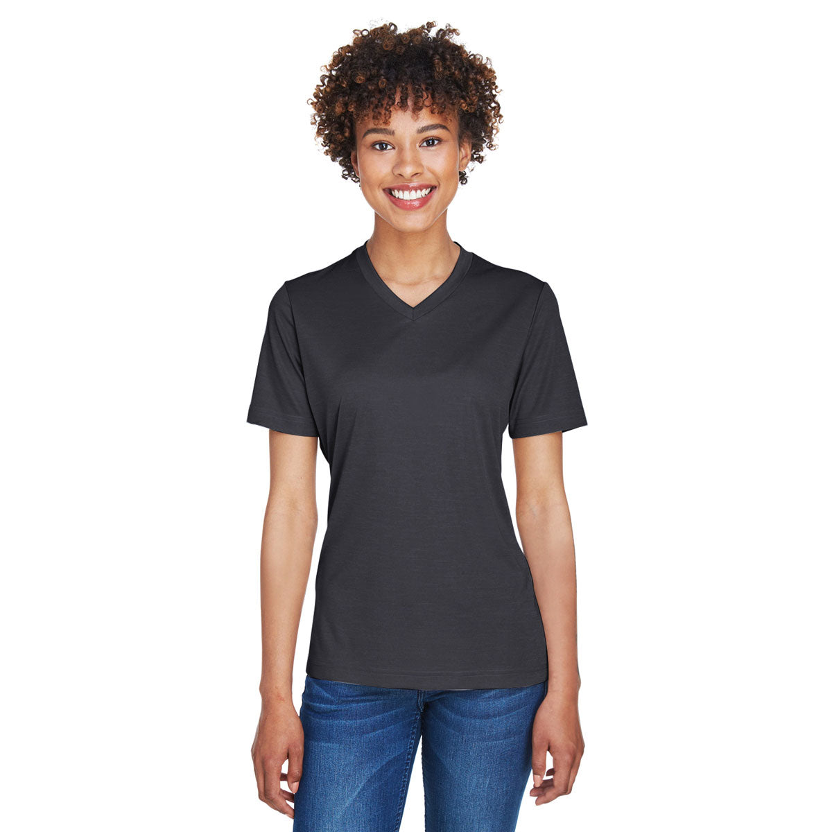 Team 365 Women's Stylish Black Heather Zone Sonic Heather Performance T-Shirt
