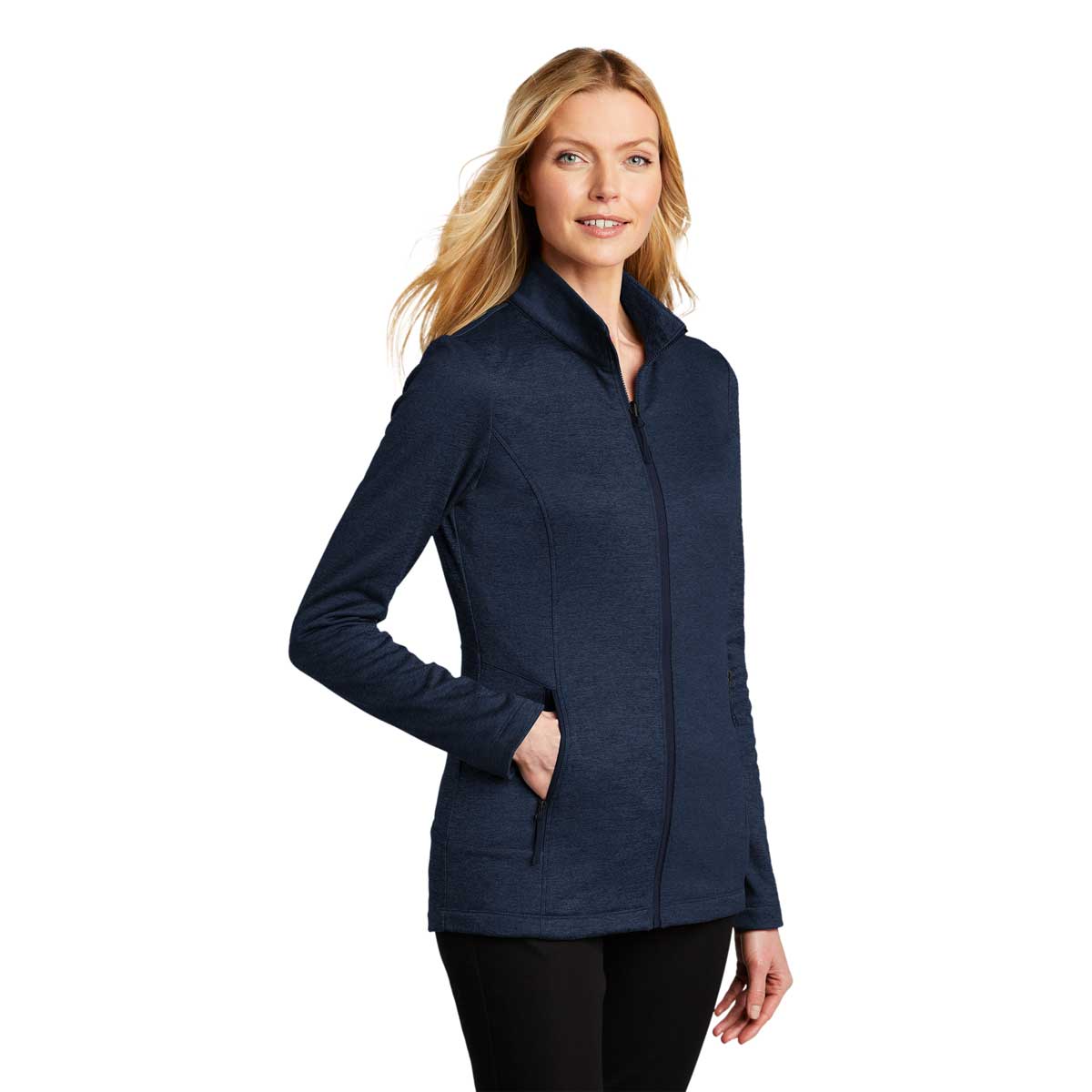 Port Authority Women's Trendy River Blue Navy Heather Fleece Jacket