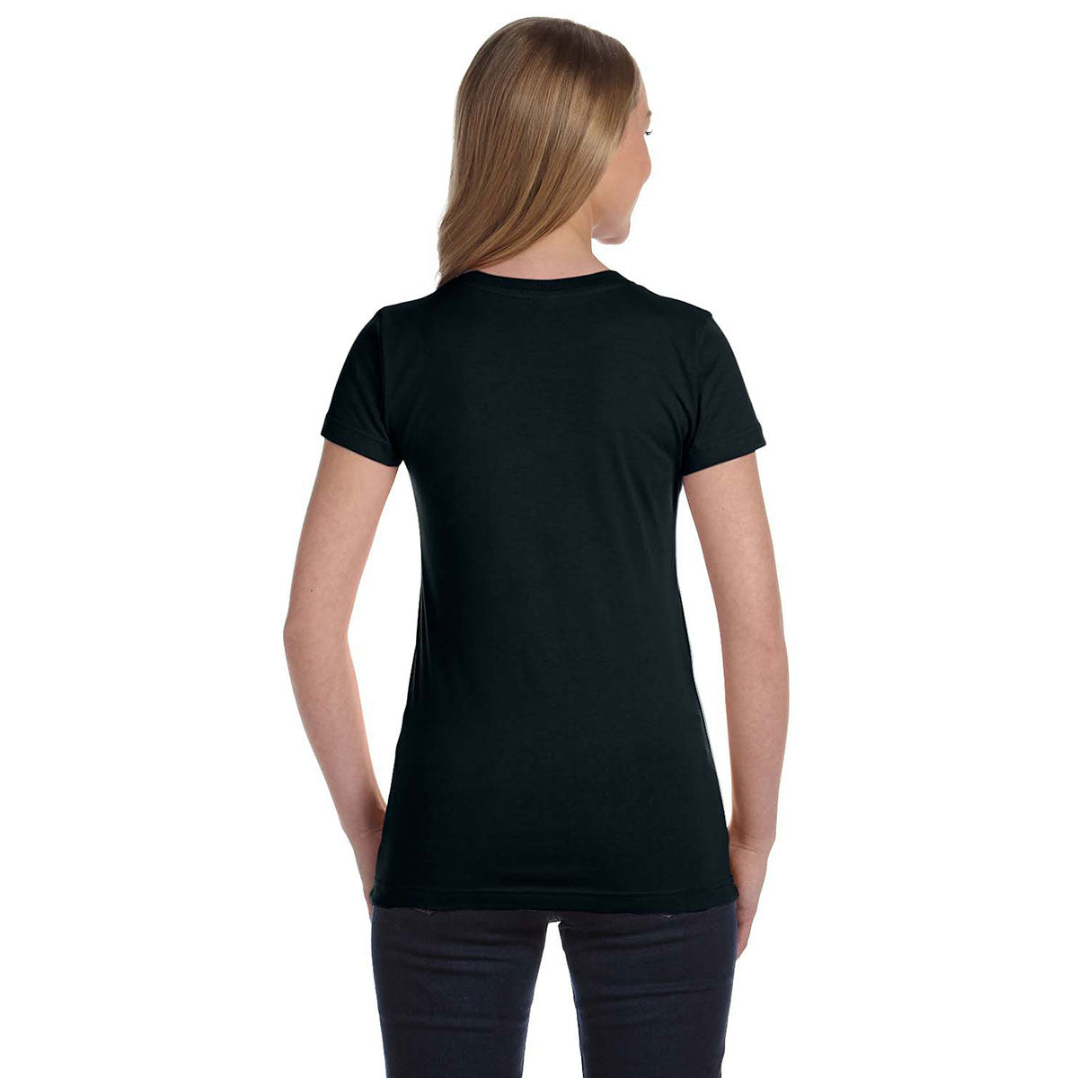LAT Women's Black Junior Fit Super-Soft Jersey T-Shirt - Ideal for Branding!