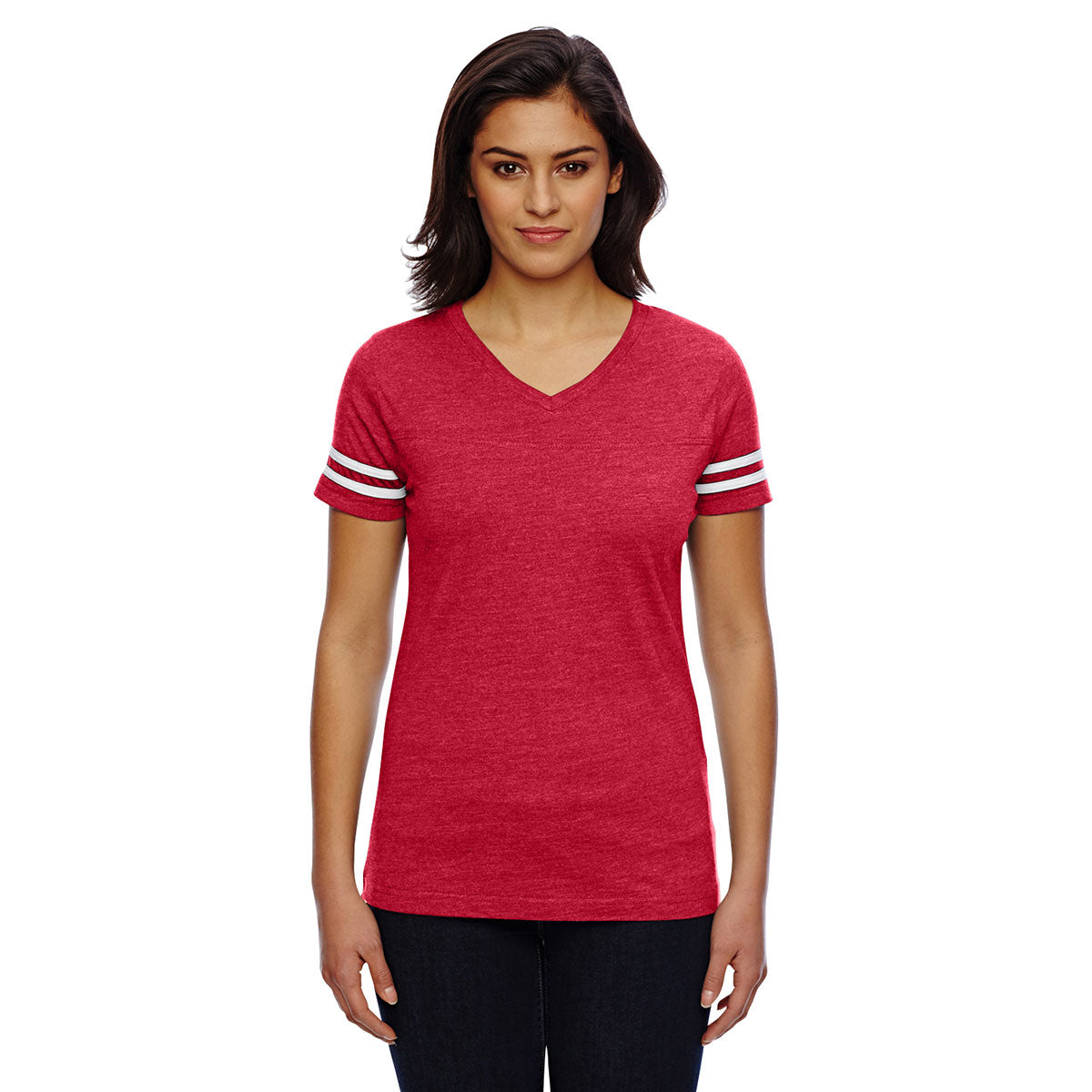 LAT Women's Stunning Vintage Red/Blended White Football Jersey T-Shirt
