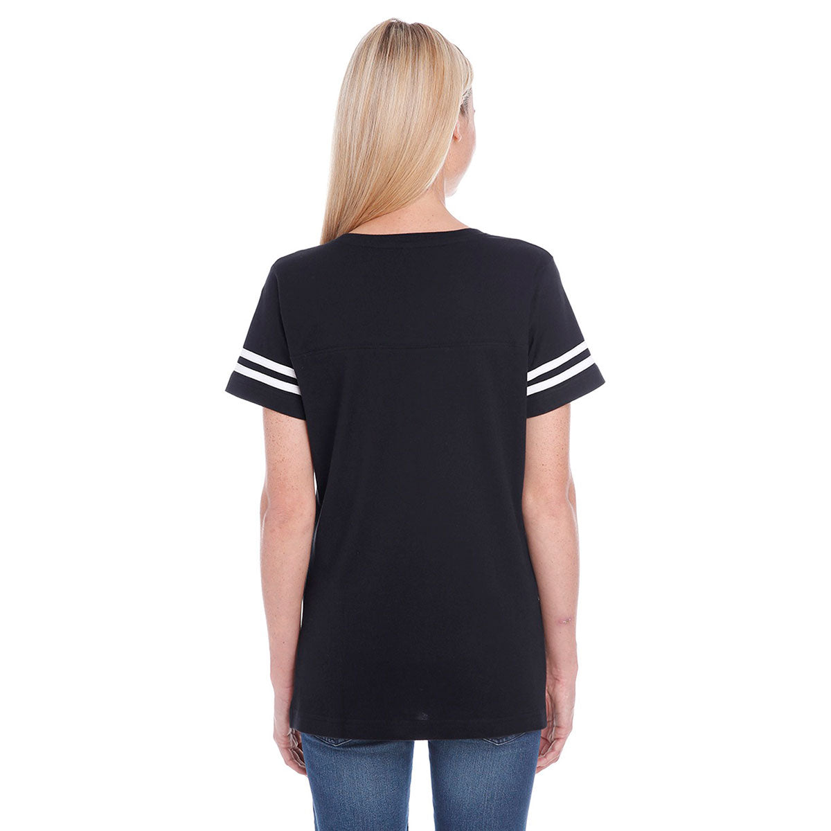 LAT Women's Stylish Black/White Football Jersey T-Shirt