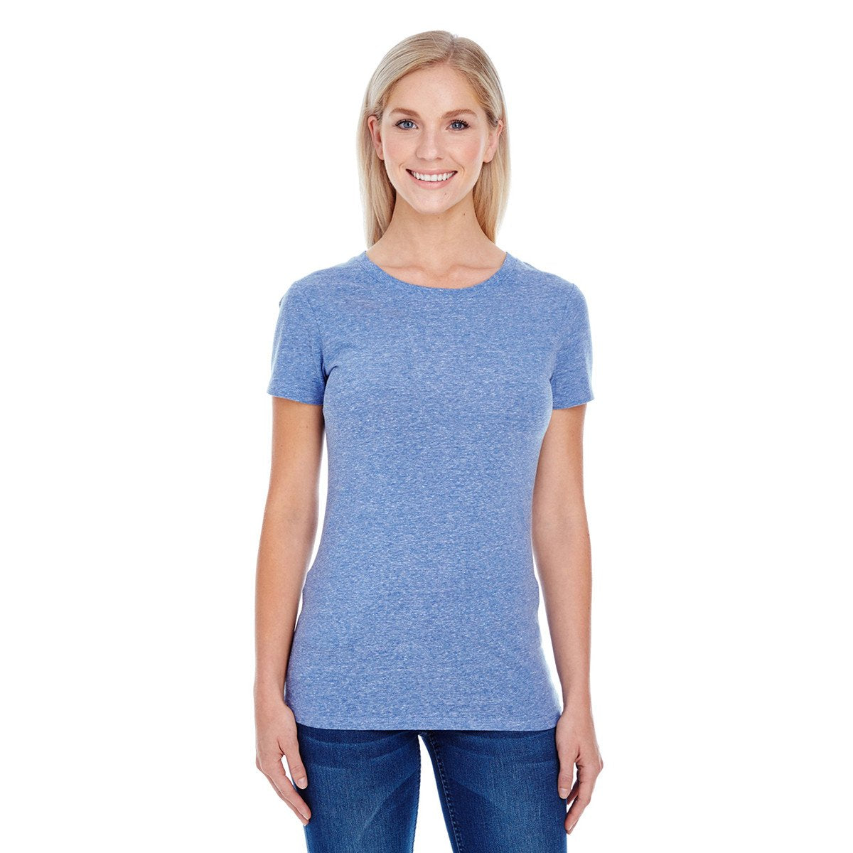 Threadfast Women's Navy Triblend Summer Must-Have Short-Sleeve T-Shirt