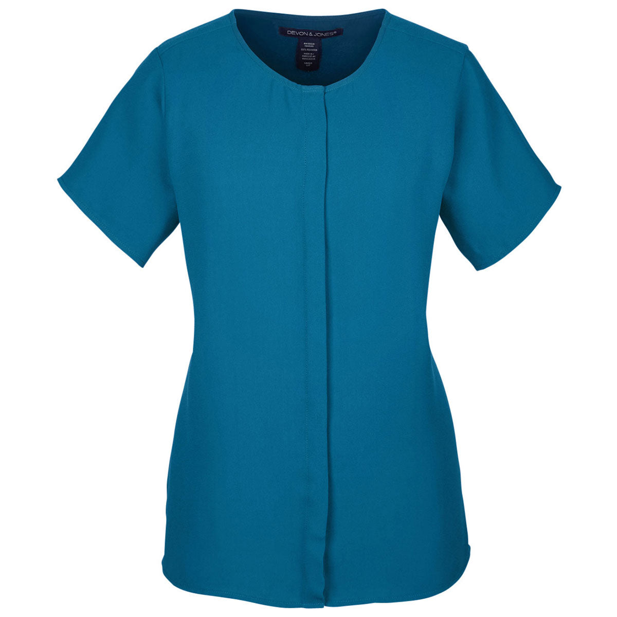 Devon & Jones Women's Alluring Dark Teal Perfect Fit Short-Sleeve Crepe Blouse