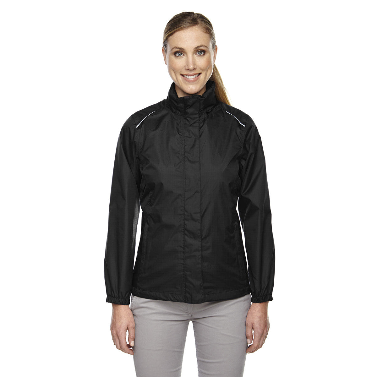 Core 365 Women's Black Climate-Ready Sealed Lightweight Ripstop Jacket: Stand Out Everywhere!