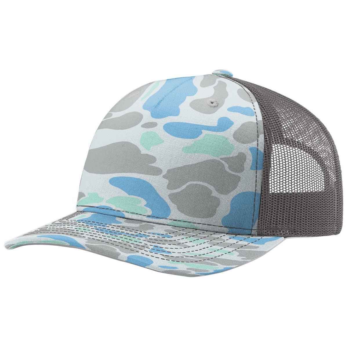 Richardson Saltwater Duck Camo/Charcoal Printed Trucker 5-Panel Hat