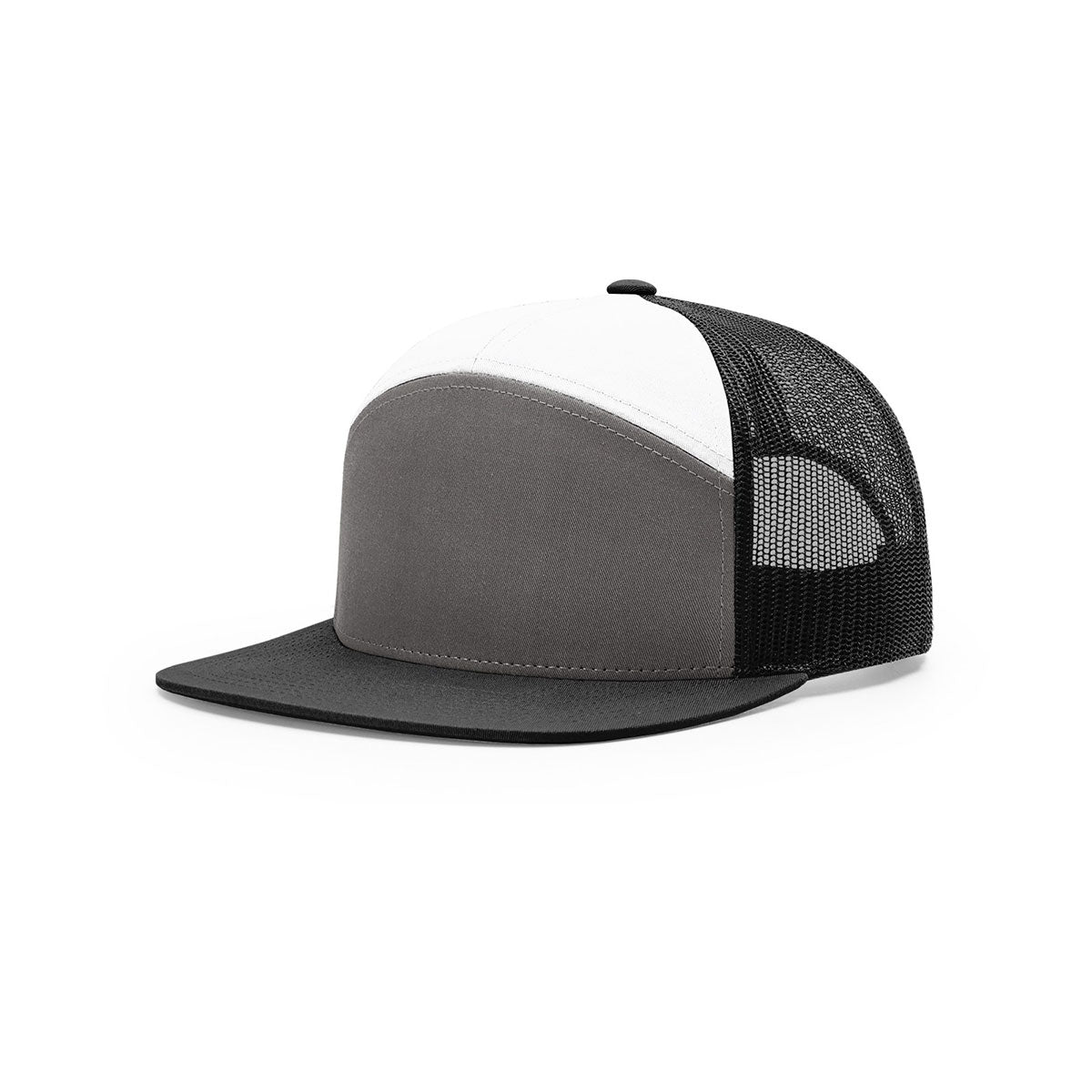 Richardson Charcoal/Black/White Mesh Back 7 Panel Stylish Trucker Hat