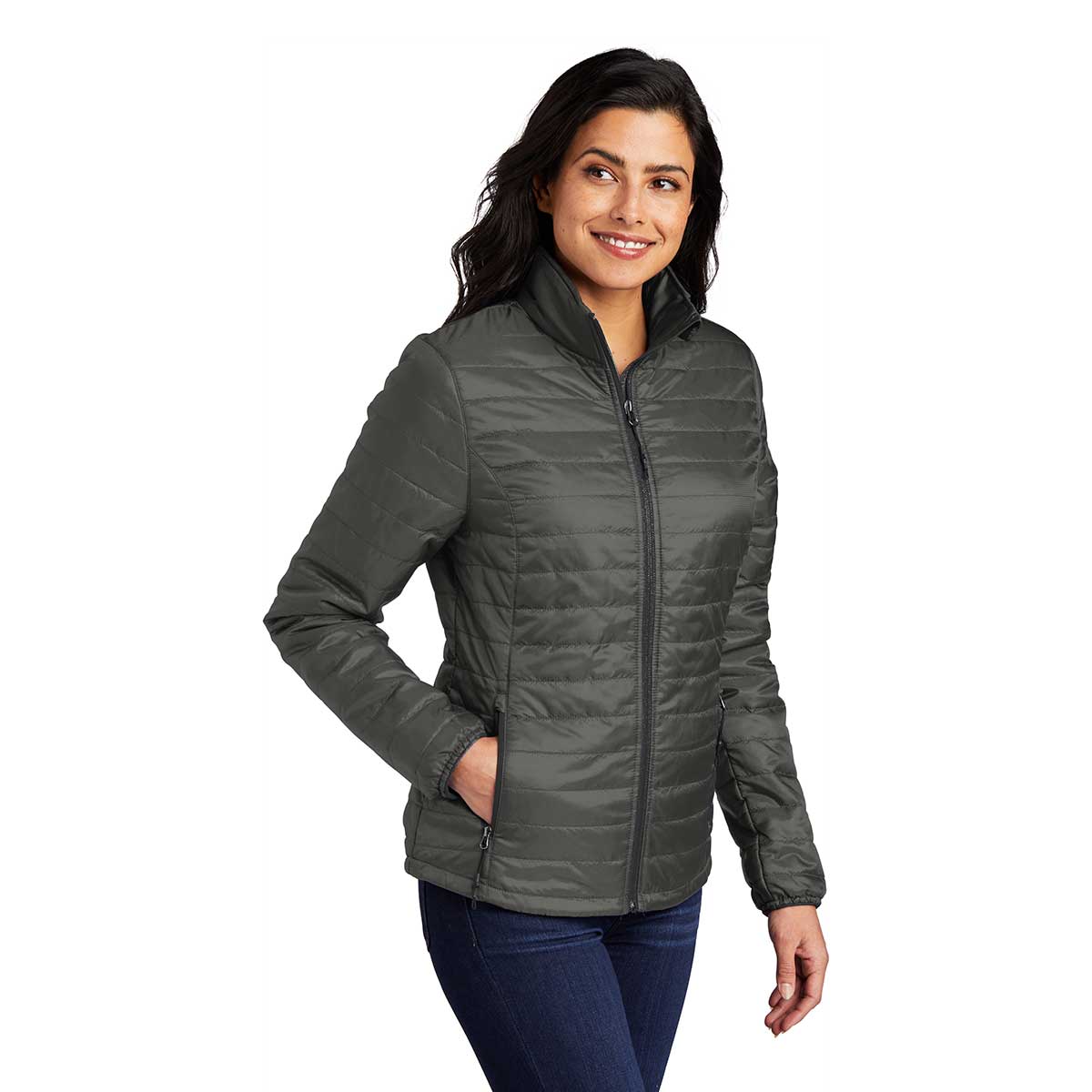 Port Authority Women's Stylish Sterling Grey/Graphite Packable Puffy Jacket