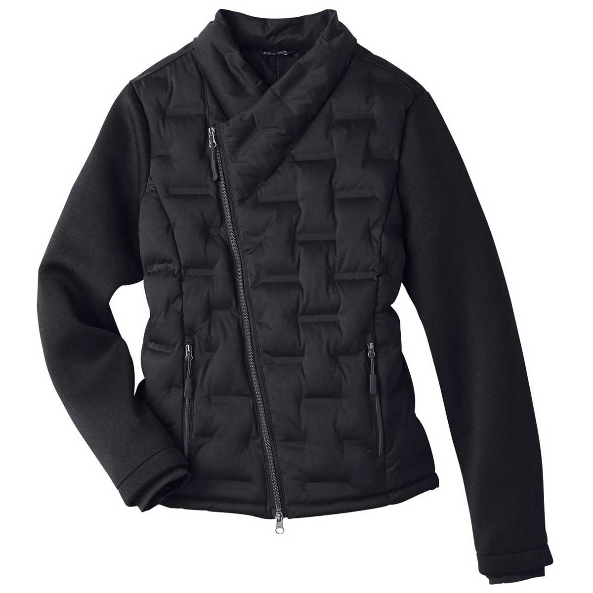 North End Women's Stunning Black/Black/Carbon Pioneer Hybrid Bomber Jacket