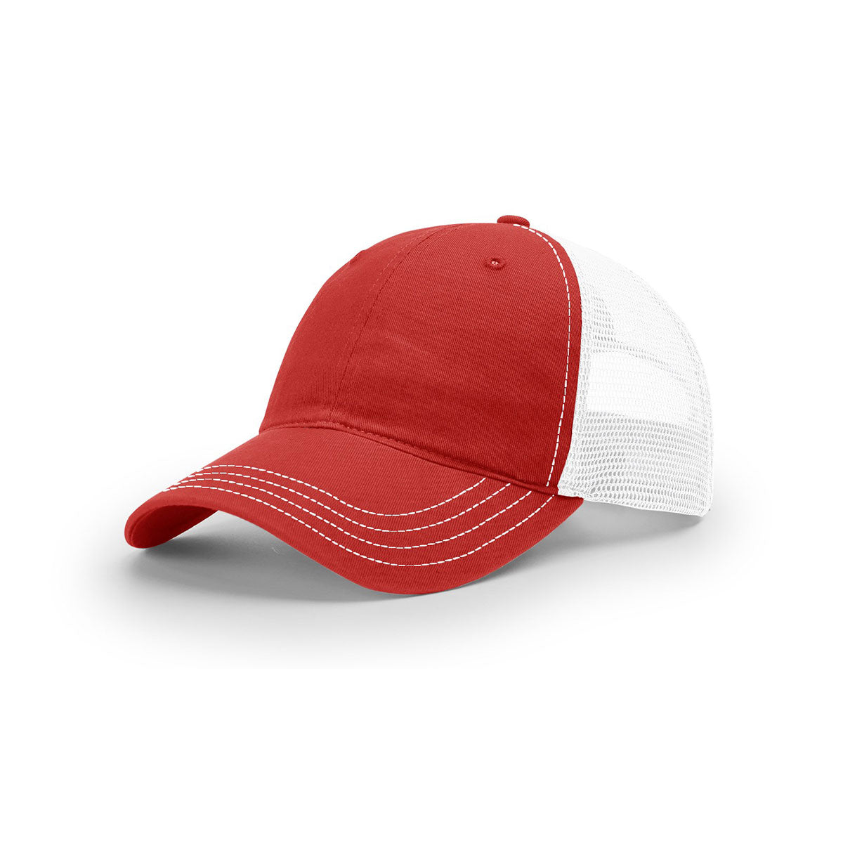Richardson Red/White Mesh Back Split Garment Washed Stylish Trucker Hat