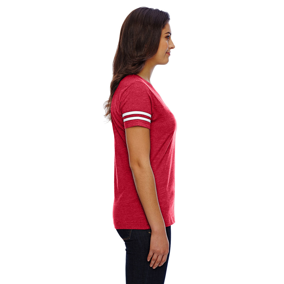 LAT Women's Stunning Vintage Red/Blended White Football Jersey T-Shirt