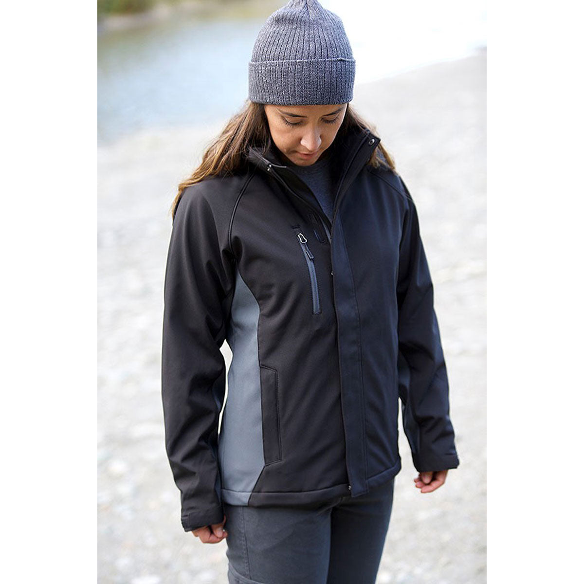 Landway Women's Stunning Heather Deep Blue/Black Gravity 3-in-1 System Soft Shell