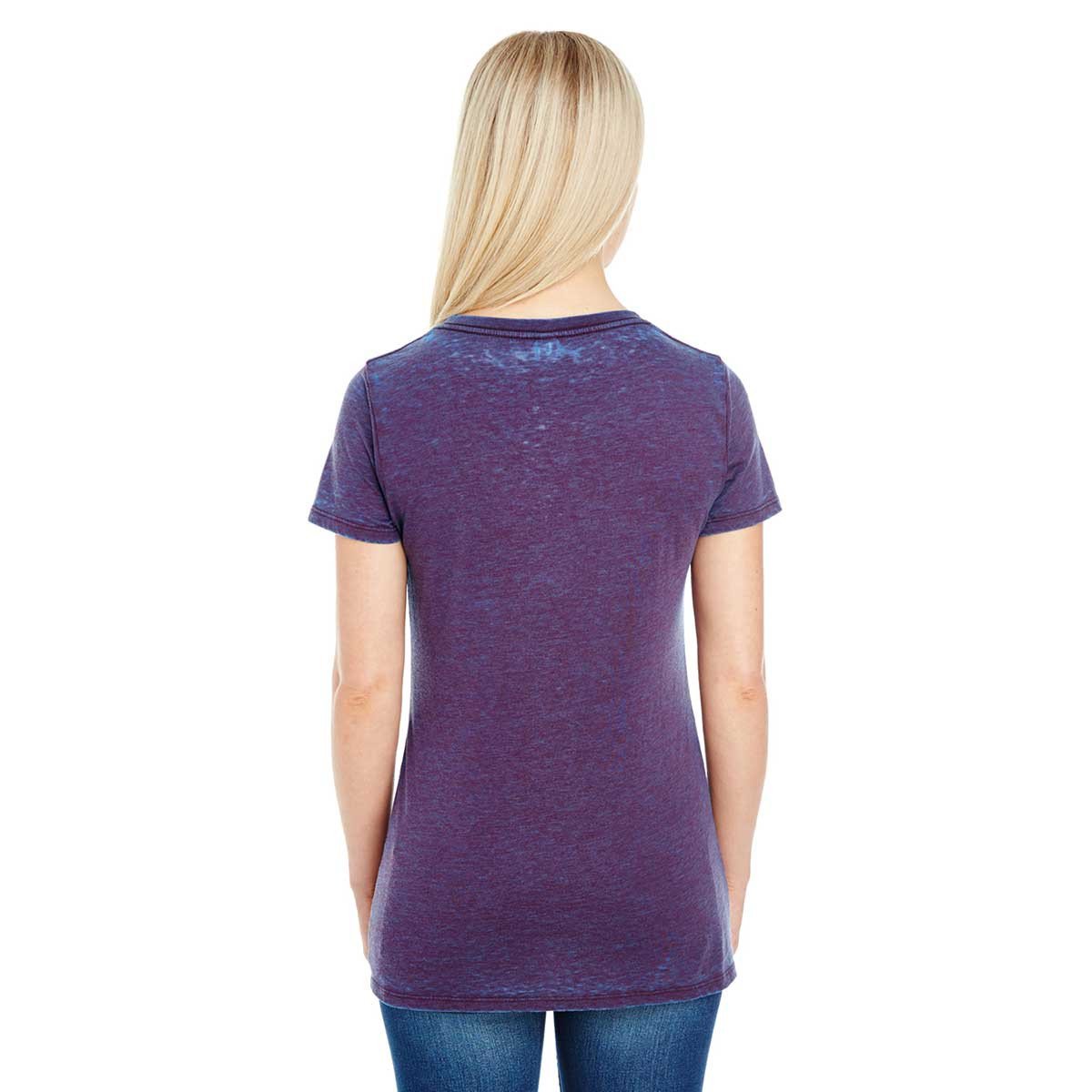 Threadfast Apparel Women's Stunning Berry Cross Dye Short-Sleeve V-Neck T-Shirt