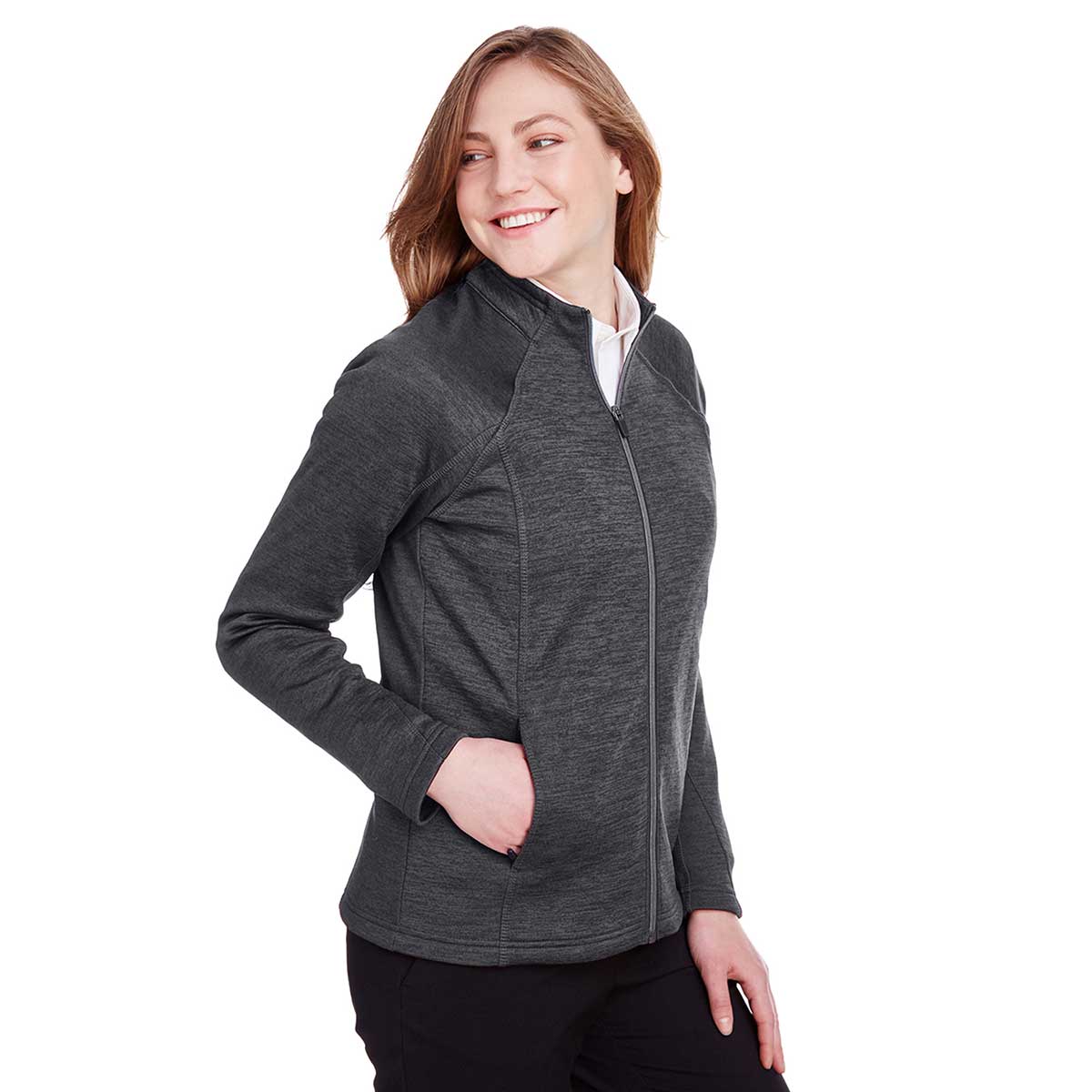North End Women's Stylish Black Heather/Carbon Flux 2.0 Full-Zip Jacket