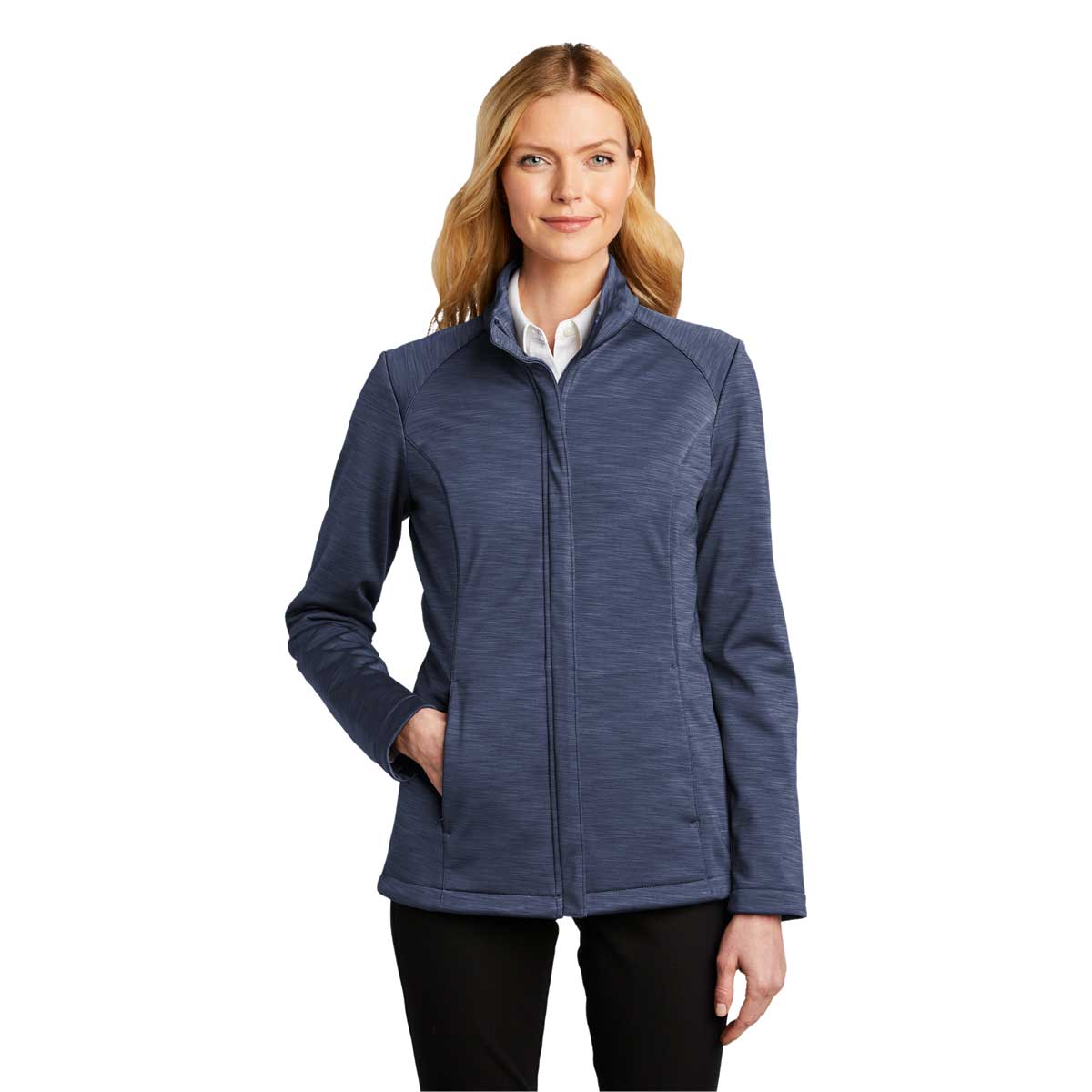 Port Authority Women's Stunning Dress Blue Navy Heather Stream Soft Shell Jacket