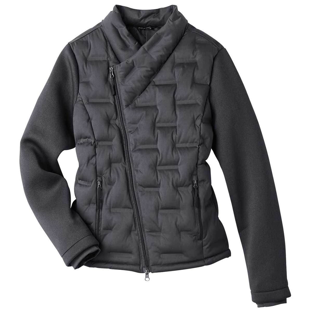 North End Women's Stylish Carbon/Black Heather/Black Pioneer Hybrid Bomber Jacket