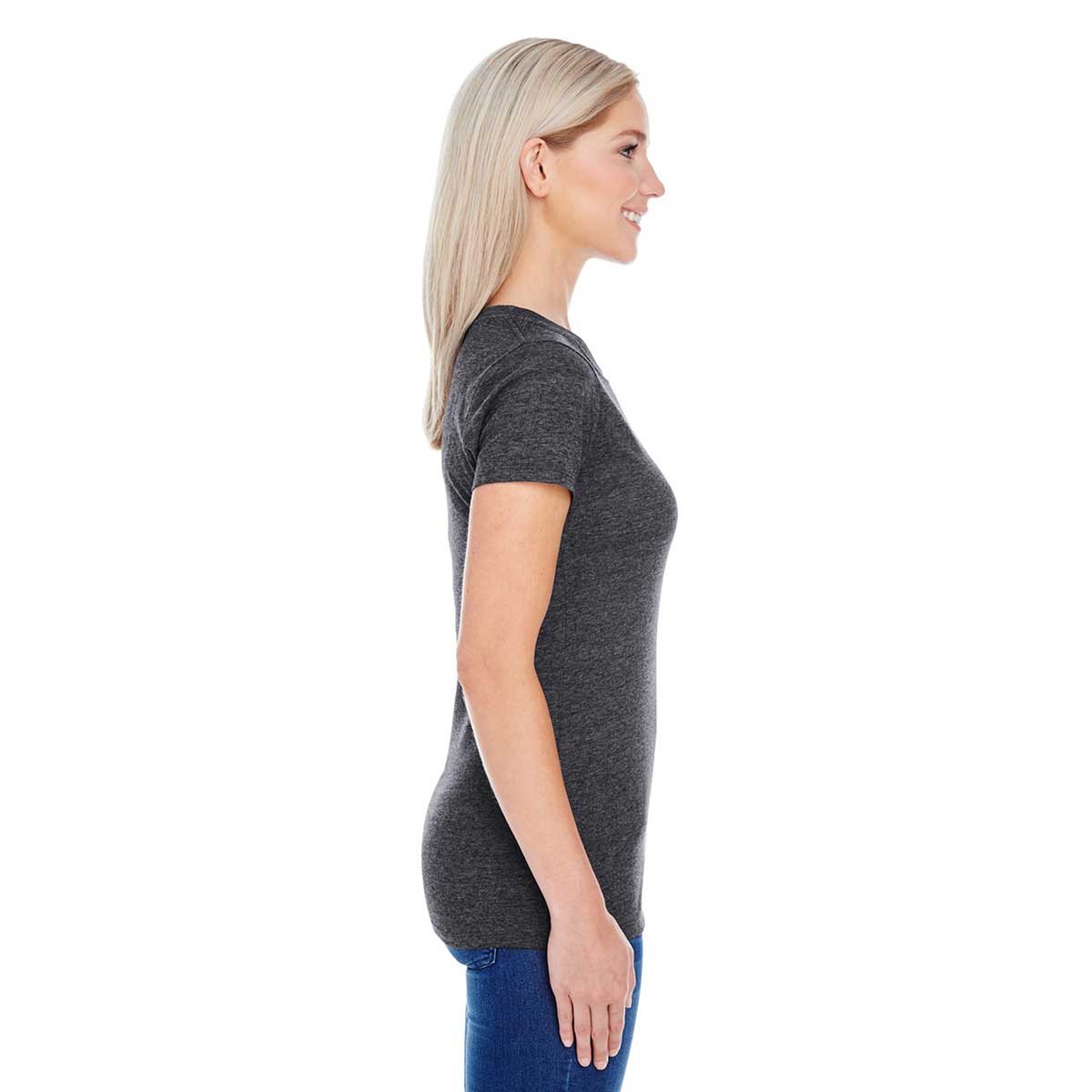 Threadfast Women's Stylish Black Triblend Short-Sleeve T-Shirt