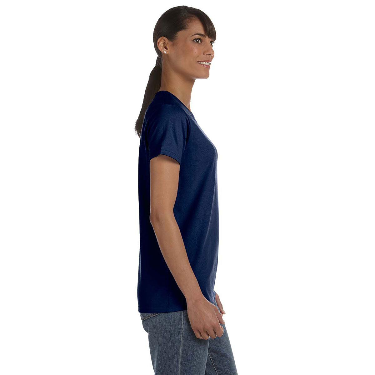 Gildan Women's Navy 5.3 oz. Custom-Printed T-Shirt: A Stylish Marketing Gem