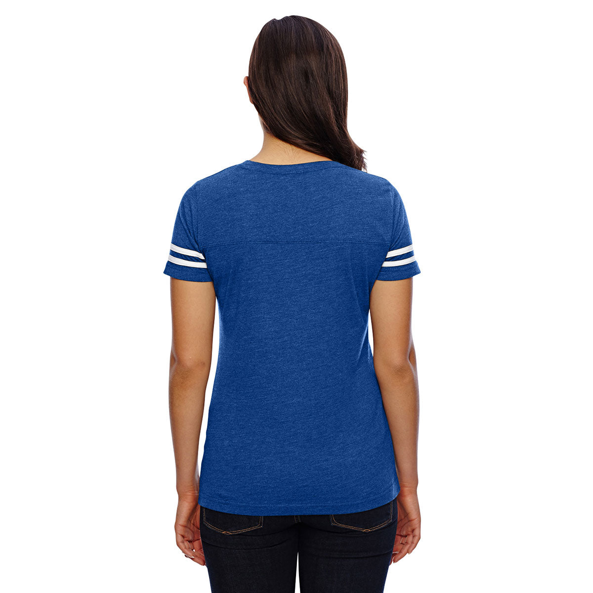 LAT Women's Stylish Vintage Royal/Blended White Football Jersey T-Shirt