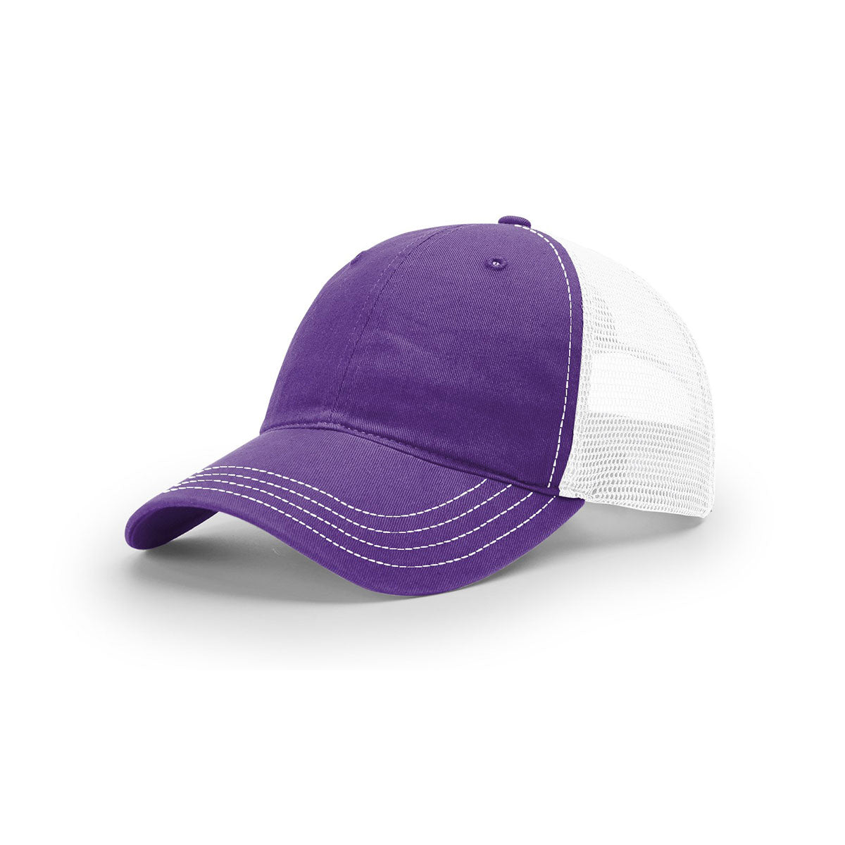 Richardson Purple/White Mesh Back Split Garment Washed Trucker Hat: A Stylish Sun Shield