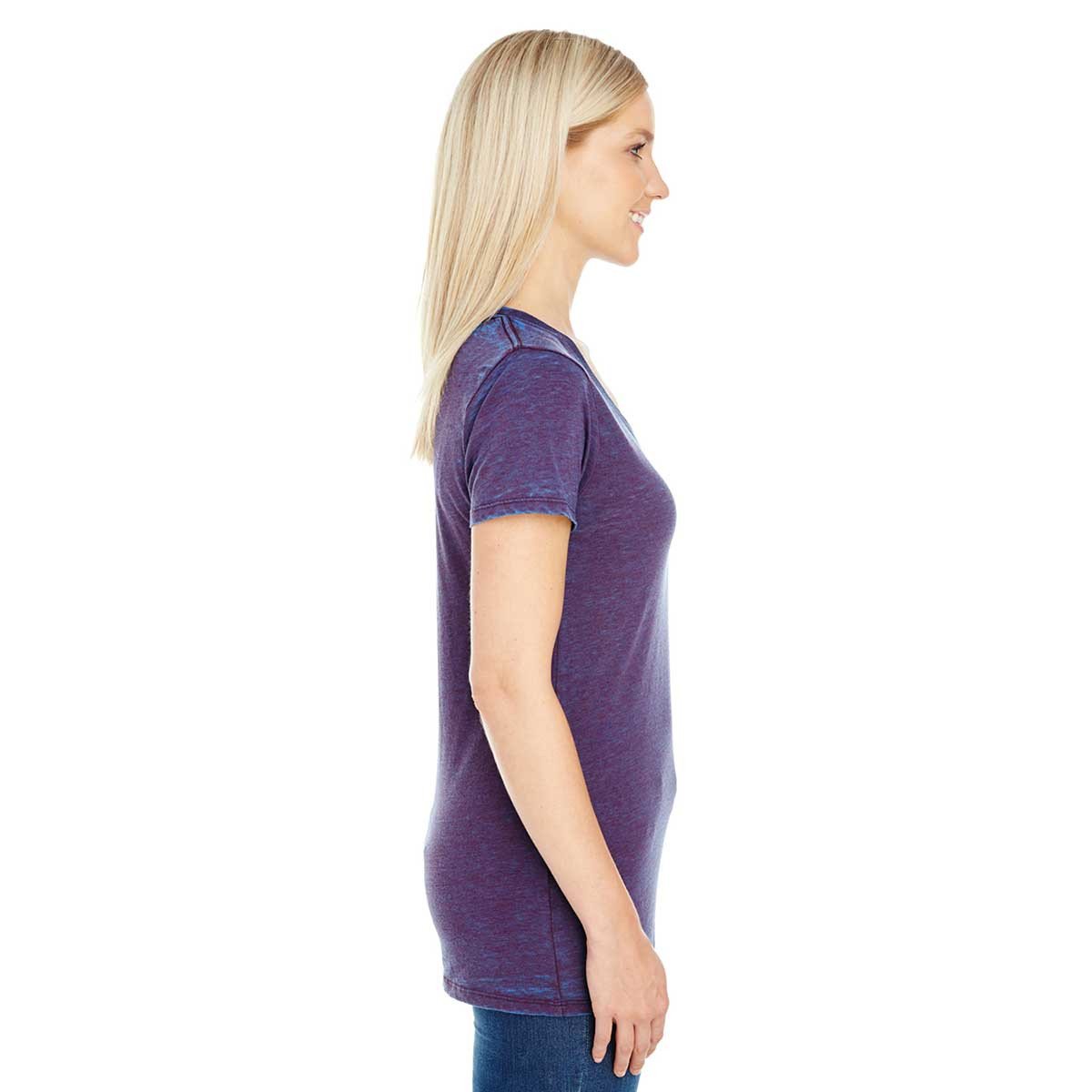 Threadfast Apparel Women's Stunning Berry Cross Dye Short-Sleeve V-Neck T-Shirt