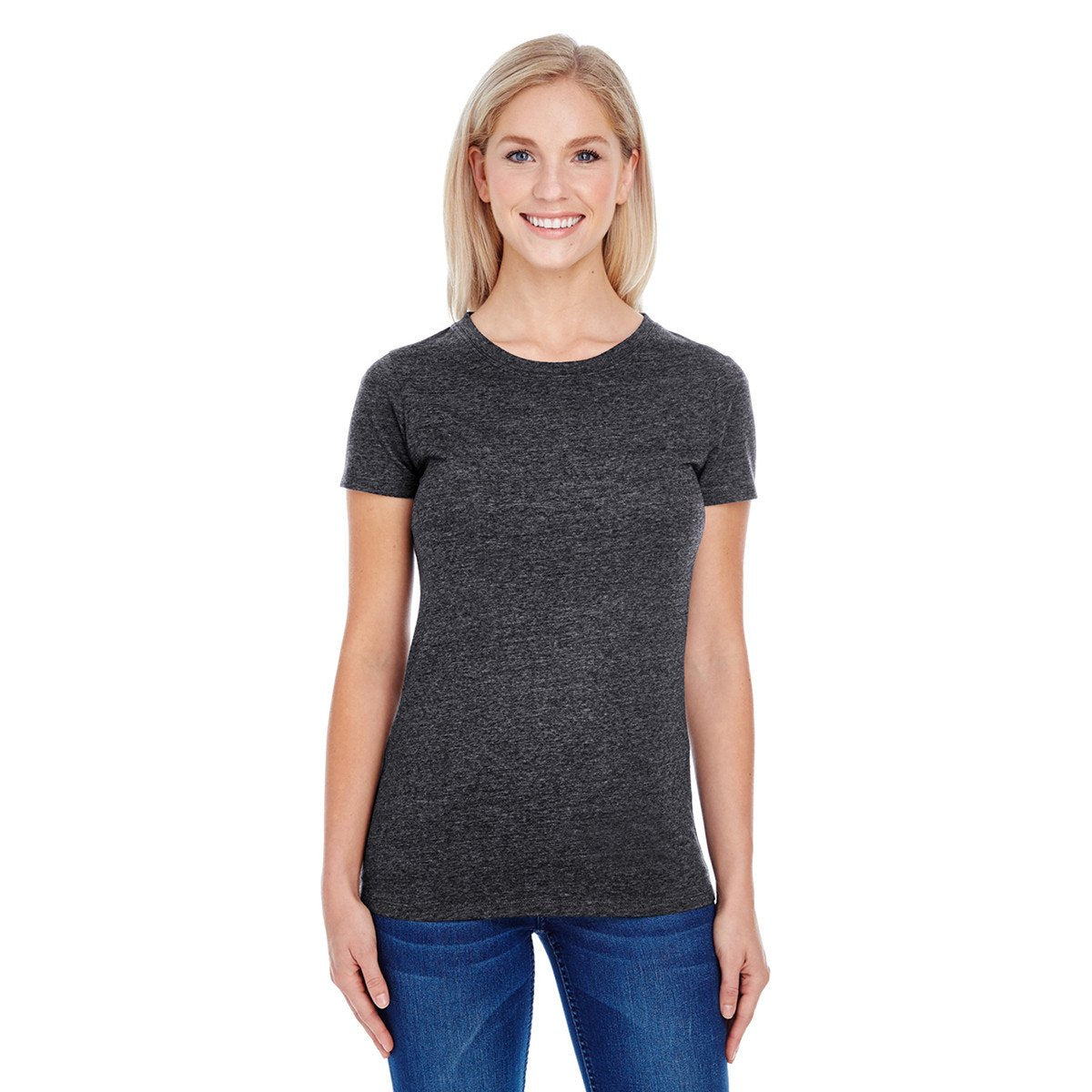 Threadfast Women's Stylish Black Triblend Short-Sleeve T-Shirt