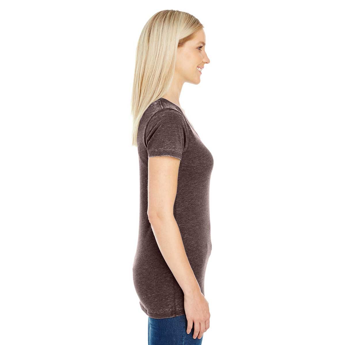 Threadfast Women's Unique Flame Cross Dye V-Neck Short-Sleeve T-Shirt
