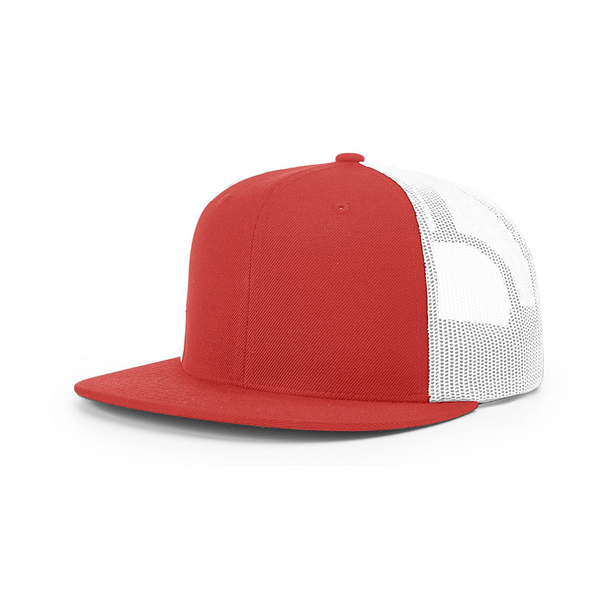 Richardson Red/White Mesh Back Wool Blend Flatbill Trucker Hat: A Stylish Branding Essential